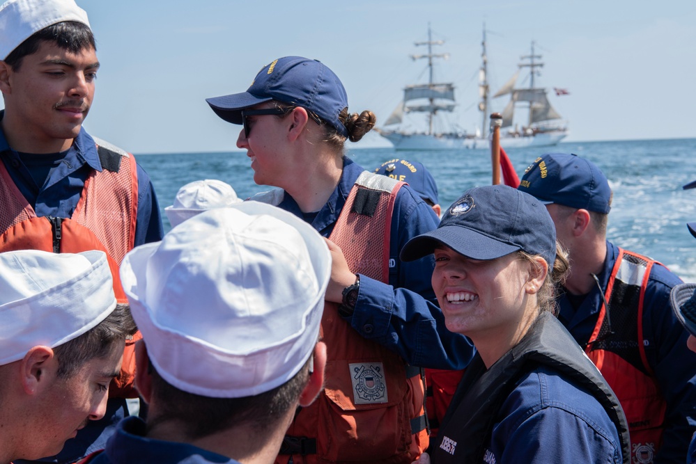 USCGC Eagle rendezvous with training ship Danmark