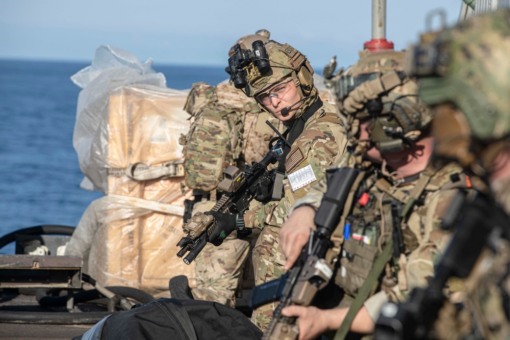 EOD Mobile Unit 6 Conducts an HVBSS Drill Aboard USS Normandy