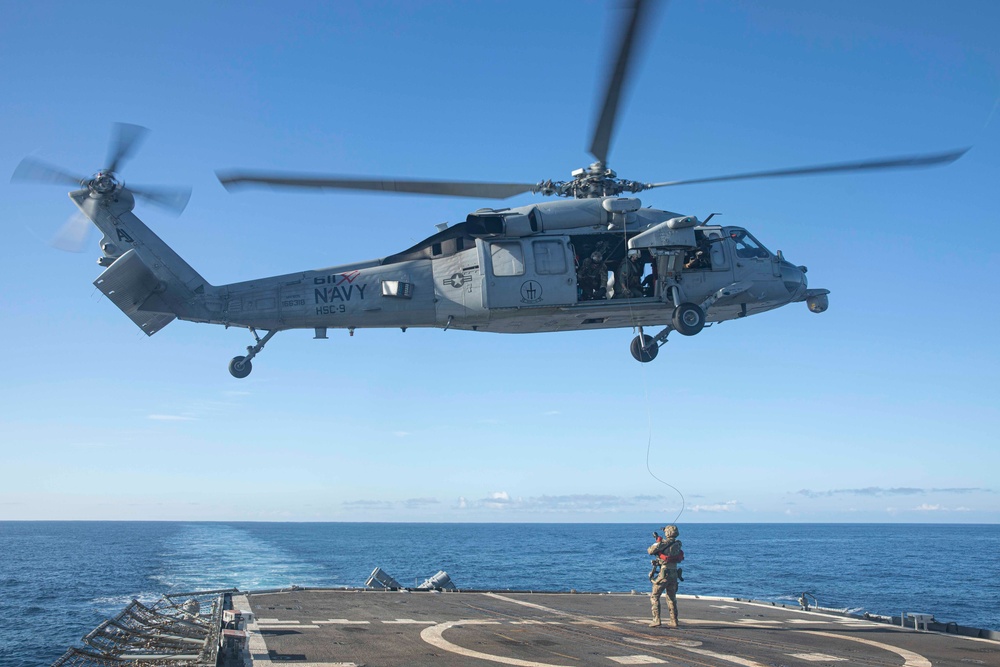 EOD Mobile Unit 6 Conducts an HVBSS Drill Aboard USS Normandy