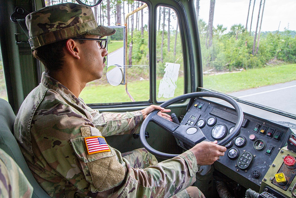 50th Regional Support Group HHC Soldiers learn to operate a Medium Tactical Vehicles during AT