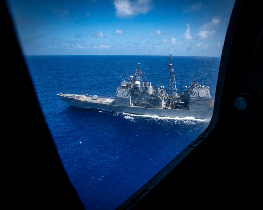 USS Bunker Hill Steams Through The Pacific