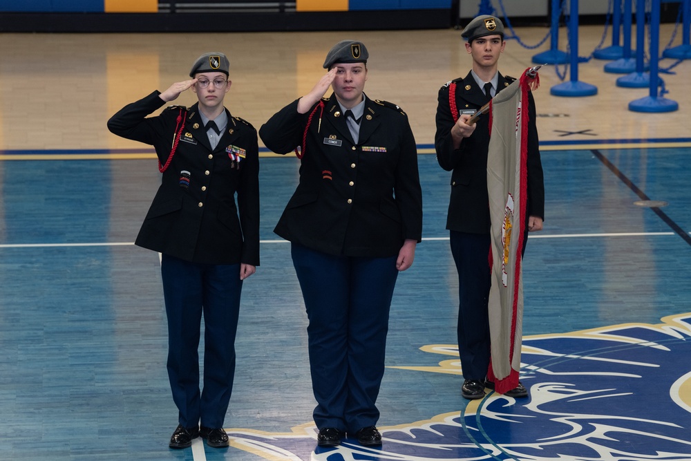 Virginia National Guard members judge annual JROTC drill competition