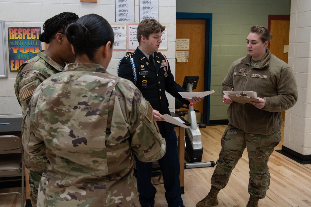 Virginia National Guard members judge annual JROTC drill competition