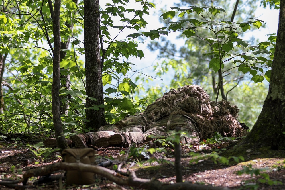 Snipers With Charlie Troop, 172nd Cavalry Regiment, Hone Their Stalking Abilities at Camp Ethan Allen Firing Range