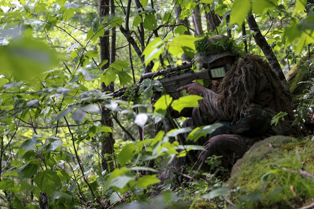 Snipers With Charlie Troop, 172nd Cavalry Regiment, Hone Their Stalking Abilities at Camp Ethan Allen Firing Range