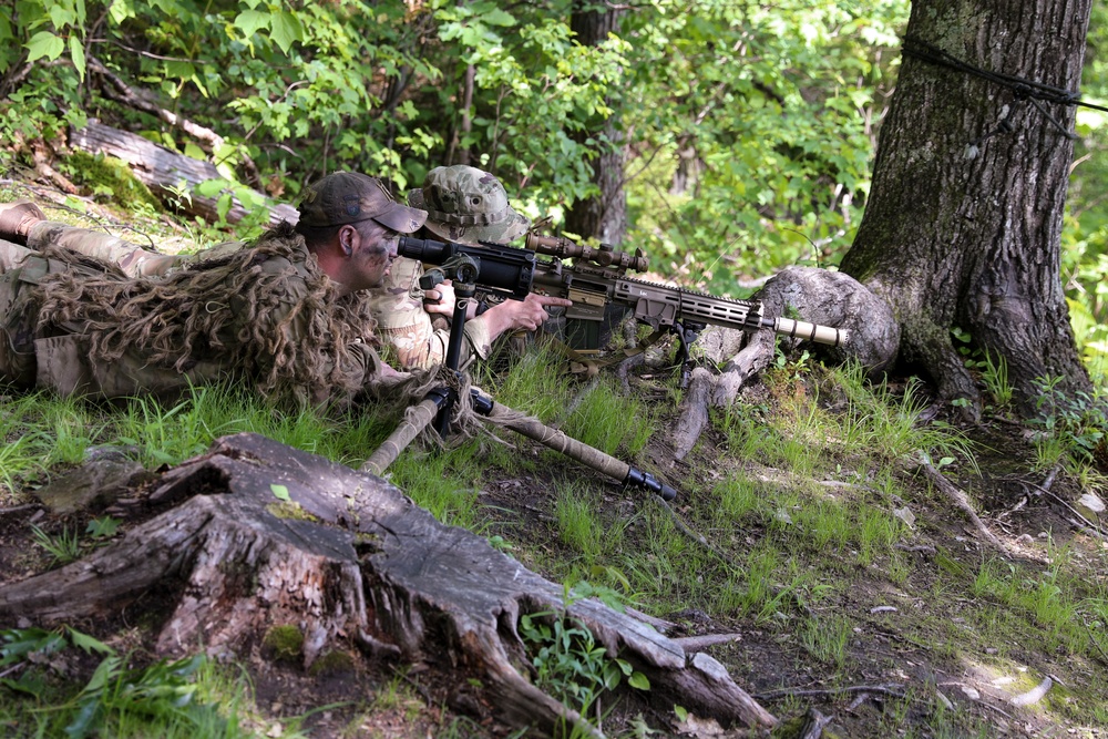 Snipers With Charlie Troop, 172nd Cavalry Regiment, Hone Their Stalking Abilities at Camp Ethan Allen Firing Range