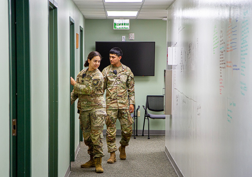 50th Regional Support Group HHC Soldiers conduct base defense training during AT