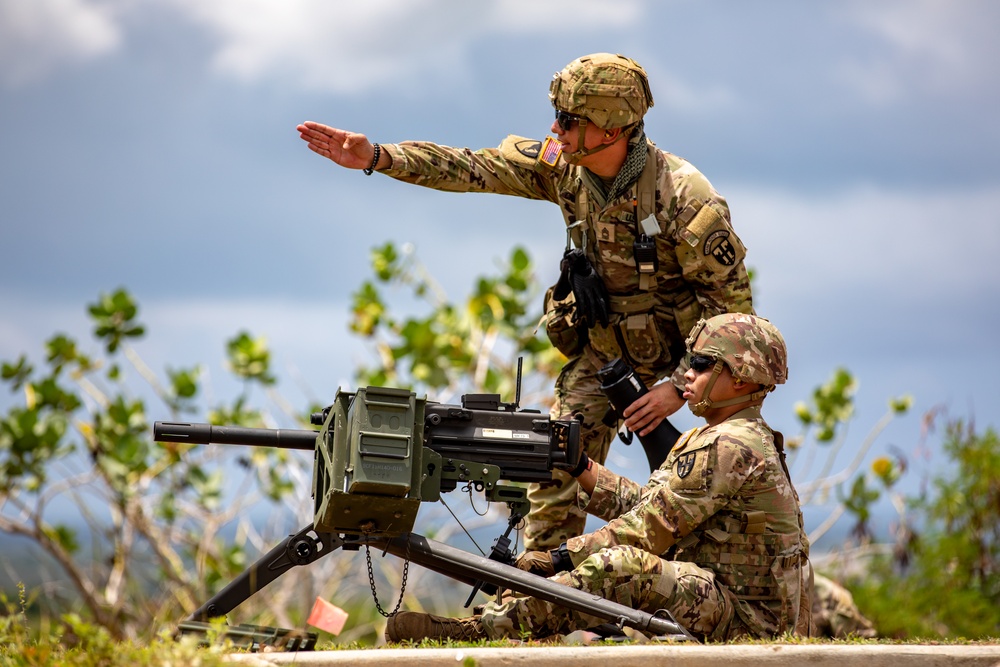 190th Engineering Battalion trains with various weapons.