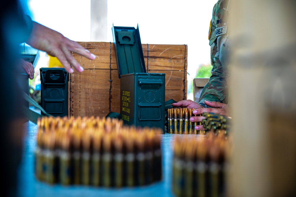 190th Engineering Battalion trains with various weapons.