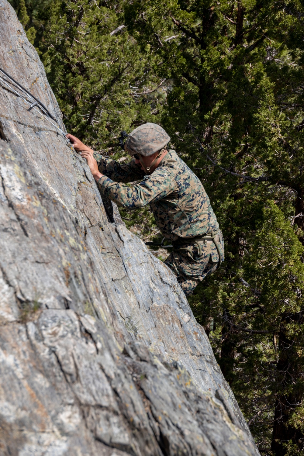 MTX 4-23: Marines with 2/23 practice single lane ascension at Mountain Warfare Training Center