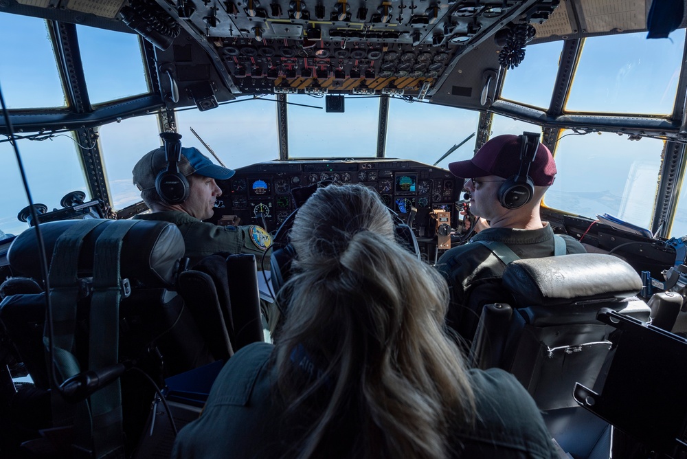 U.S. Airmen, 182nd Airlift Wing, fly in a C-130 Hercules aircraft at exercise Air Defender 2023