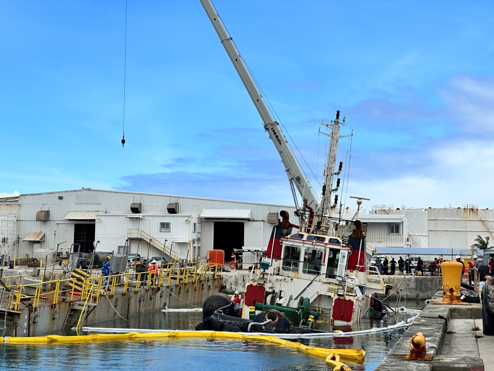 U.S. Coast Guard monitors salvage efforts to refloat tug Polaris