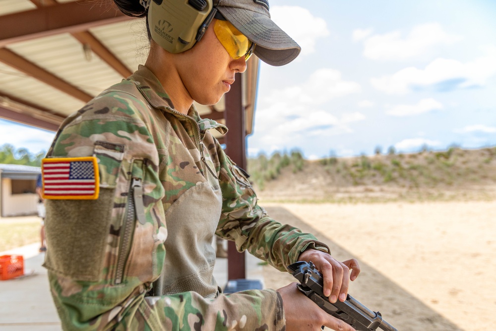 Army Reserve Sgt. Christine Won clears her pistol