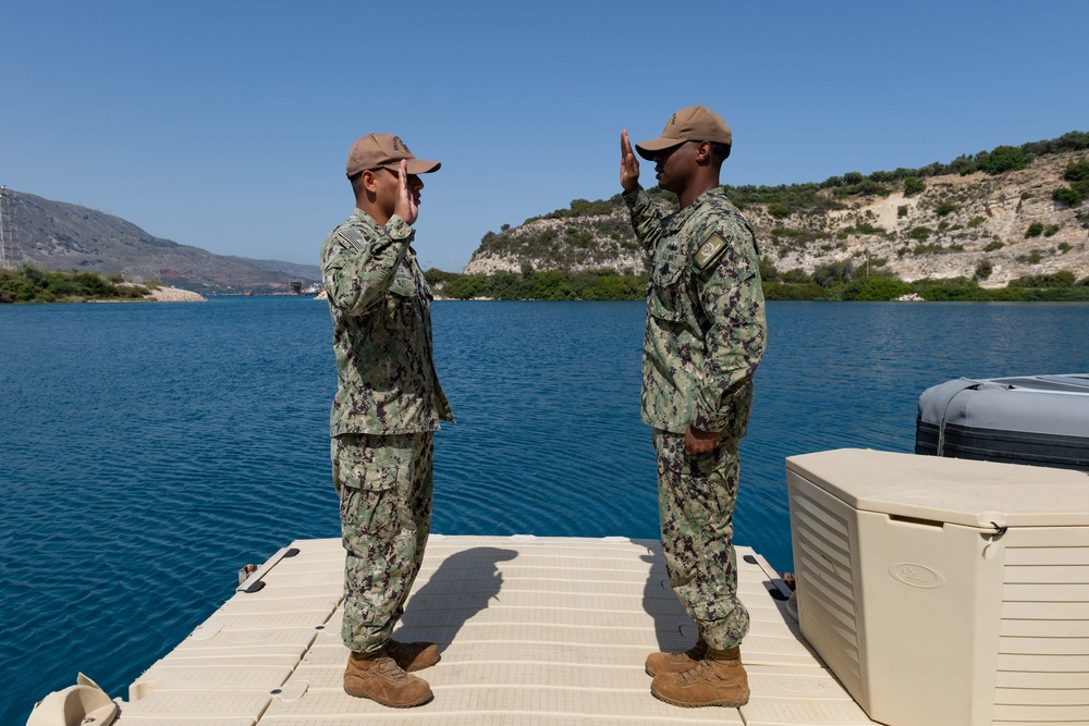 MA2 Vega Reenlists at NSA Souda Bay