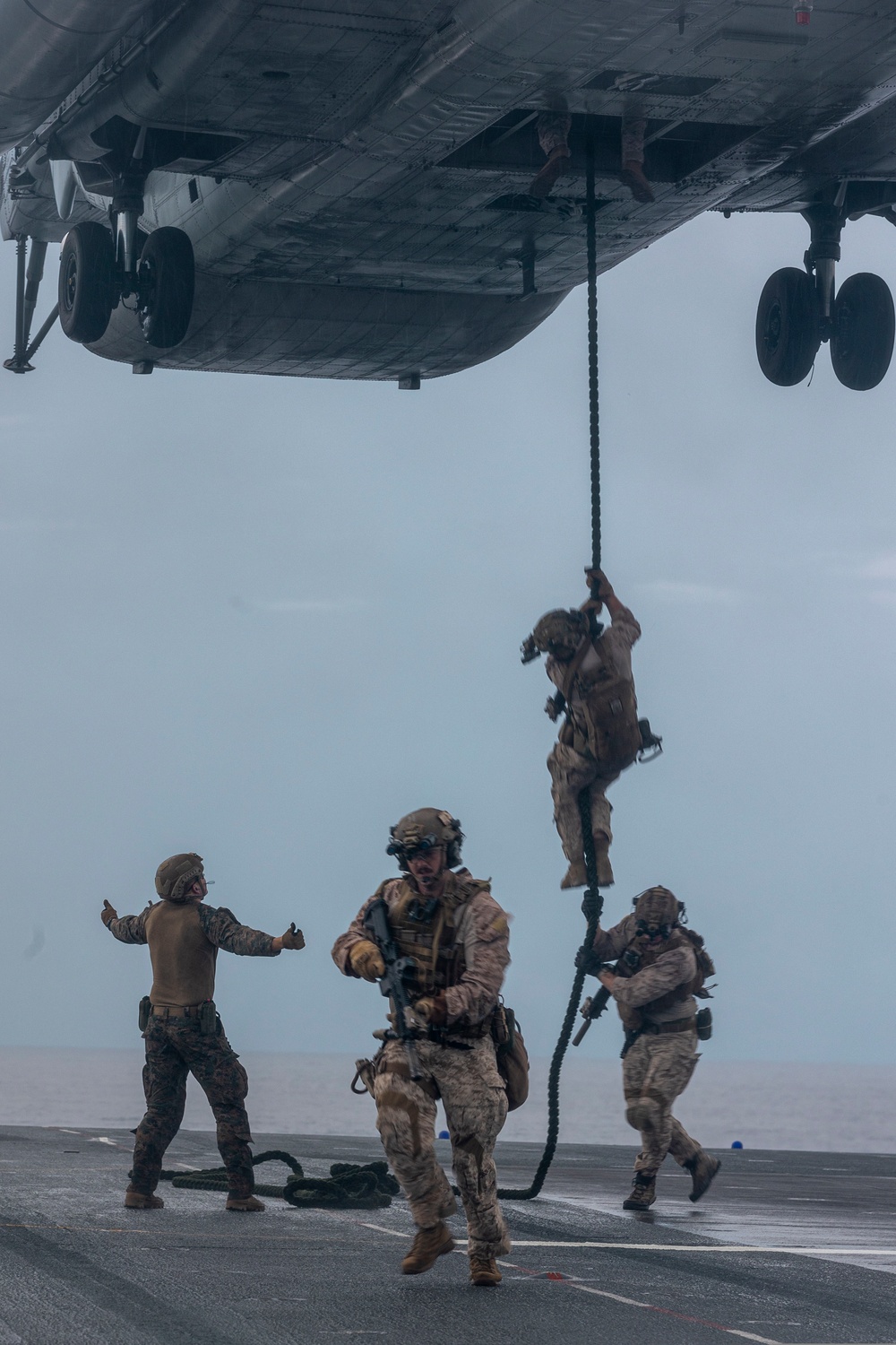 DVIDS - Images - MRF Fast Rope training aboard USS America [Image 4 of 6]