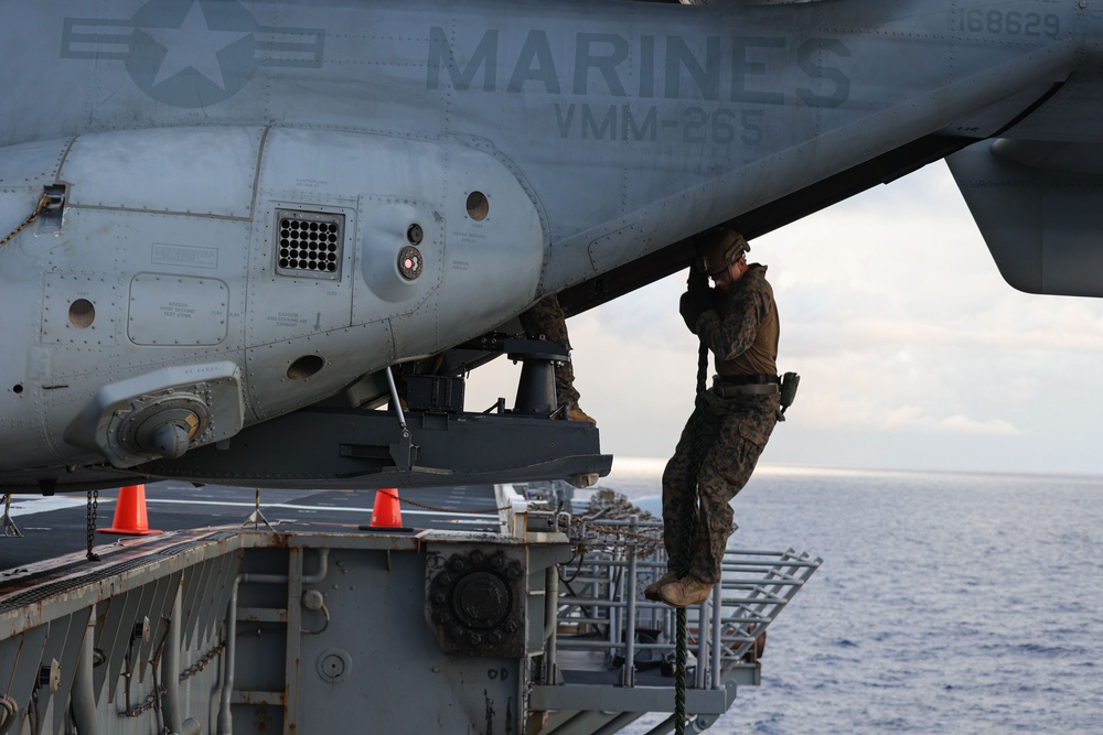 Maritime Raid Force Static Fast Rope on Ship