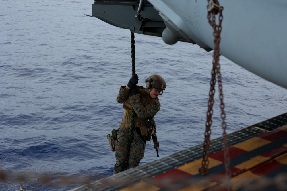 Maritime Raid Force Static Fast Rope on Ship