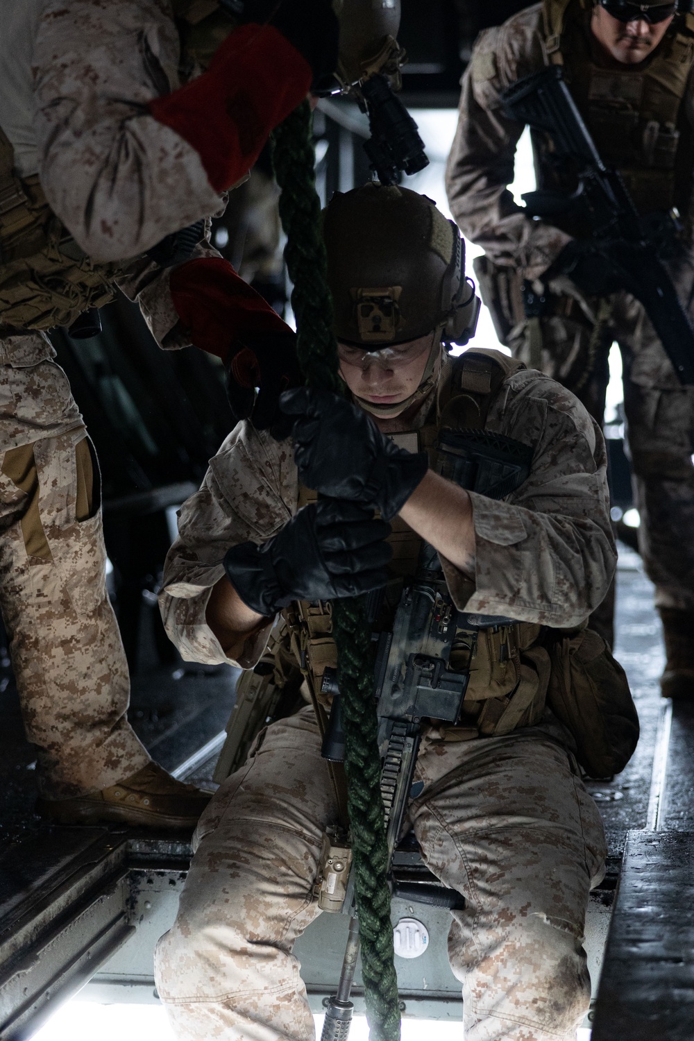 Maritime Raid Force Fast Rope training aboard USS America