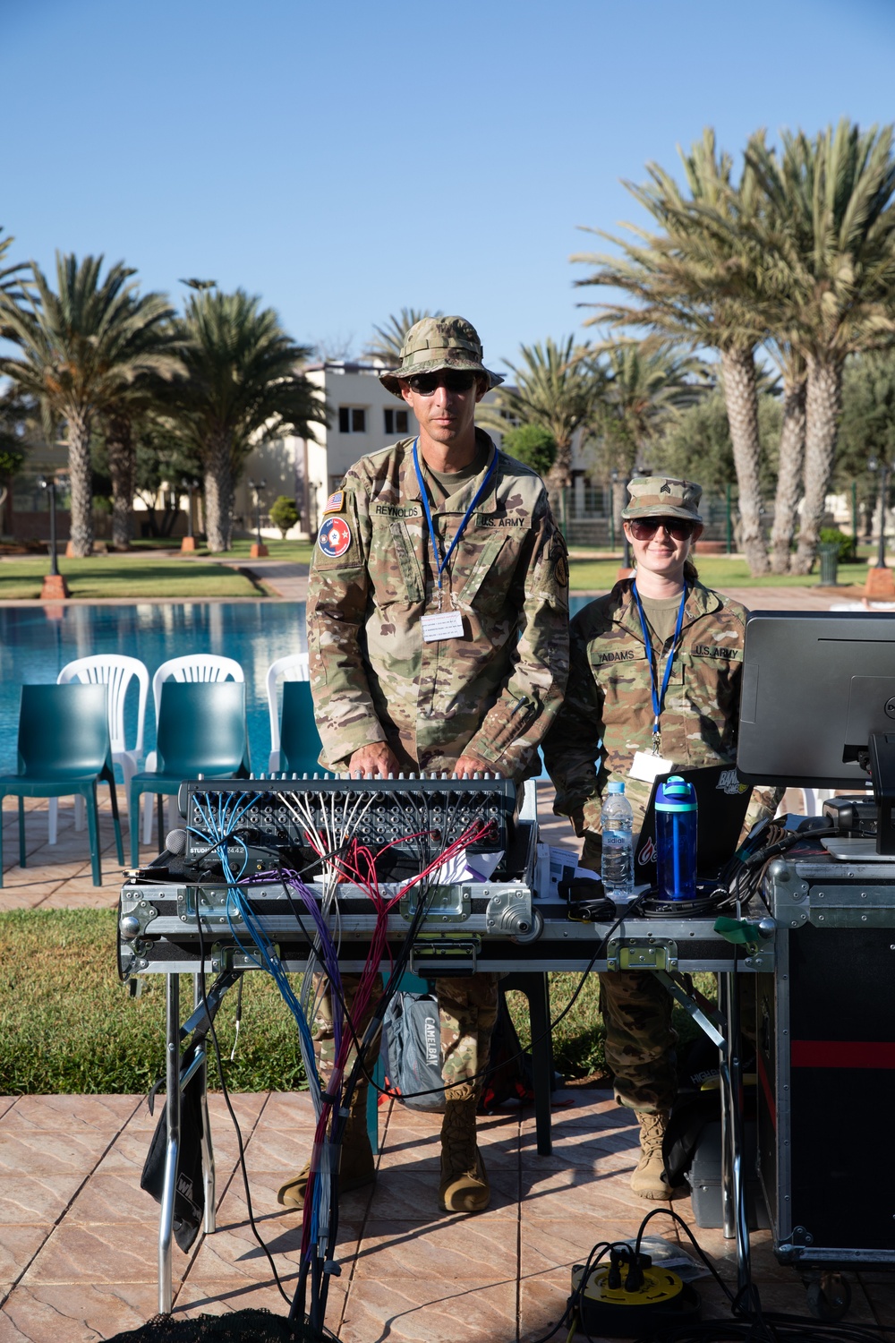Soldiers from the U.S. Army, 23rd Utah Army National Guard band perform for members of a mult-national military audience