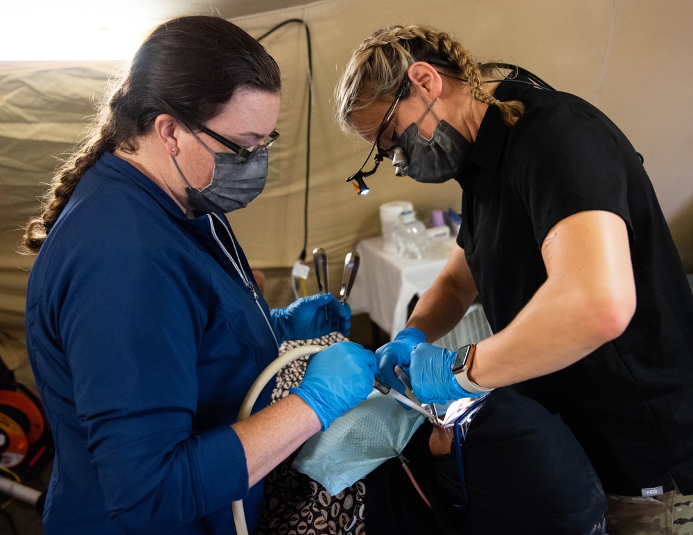 The 151st Medical Group from Utah Air National Guard conducts operations at HCA field hospital during African Lion 2023.