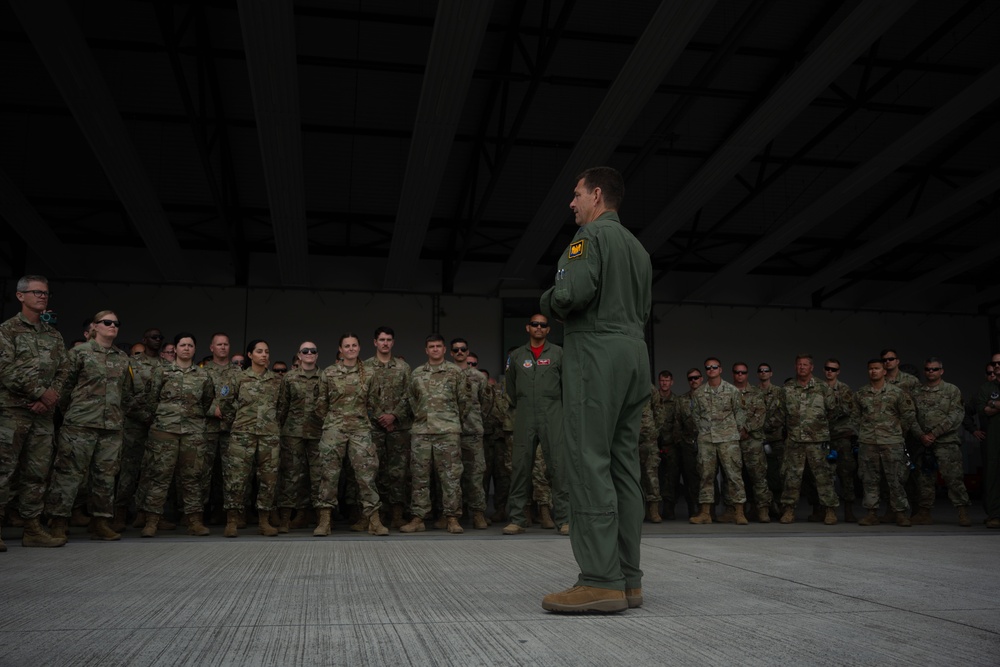 Lt. Gen. Michael Loh visits Guard Airmen on the ground for Air Defender 2023