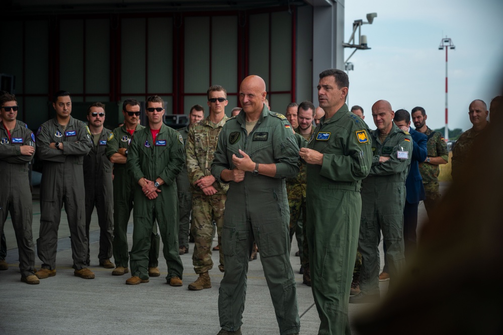 Lt. Gen. Michael Loh visits Guard Airmen on the ground for Air Defender 2023