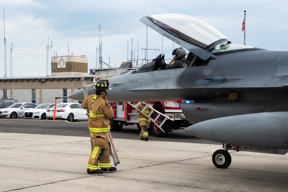 177th Civil Engineer Squadron Simulated Egress of F-16 Fighting Falcon Fighter Pilot