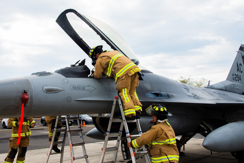 177th Civil Engineer Squadron Simulated Egress of F-16 Fighting Falcon Fighter Pilot