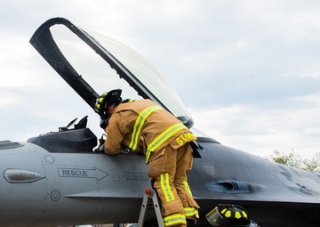 177th Civil Engineer Squadron Simulated Egress of F-16 Fighting Falcon Fighter Pilot