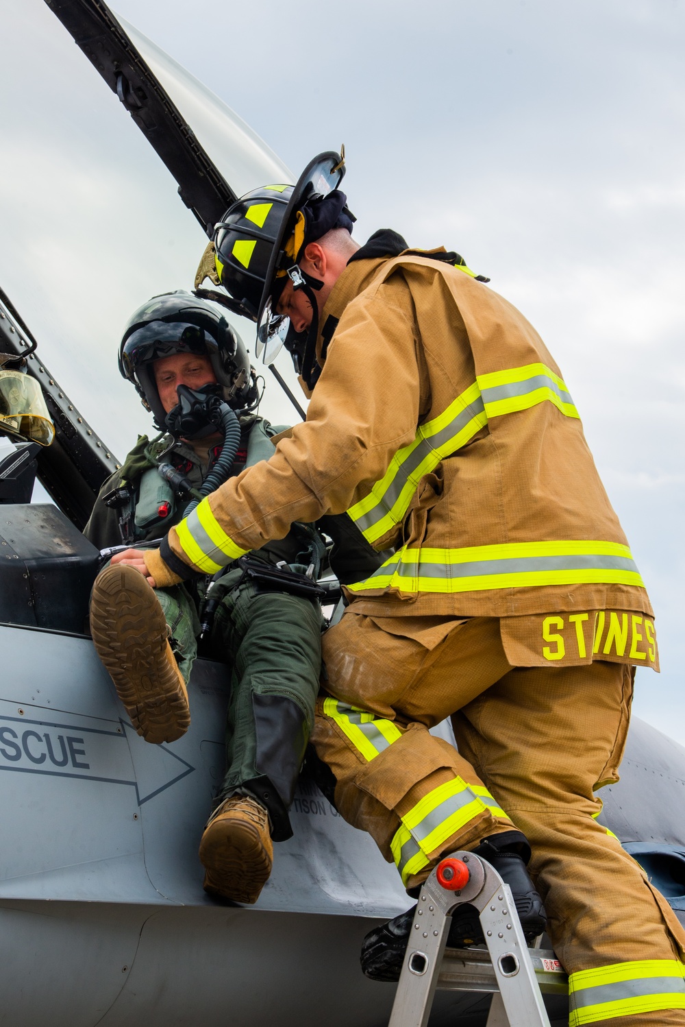 177th Civil Engineer Squadron Simulated Egress of F-16 Fighting Falcon Fighter Pilot