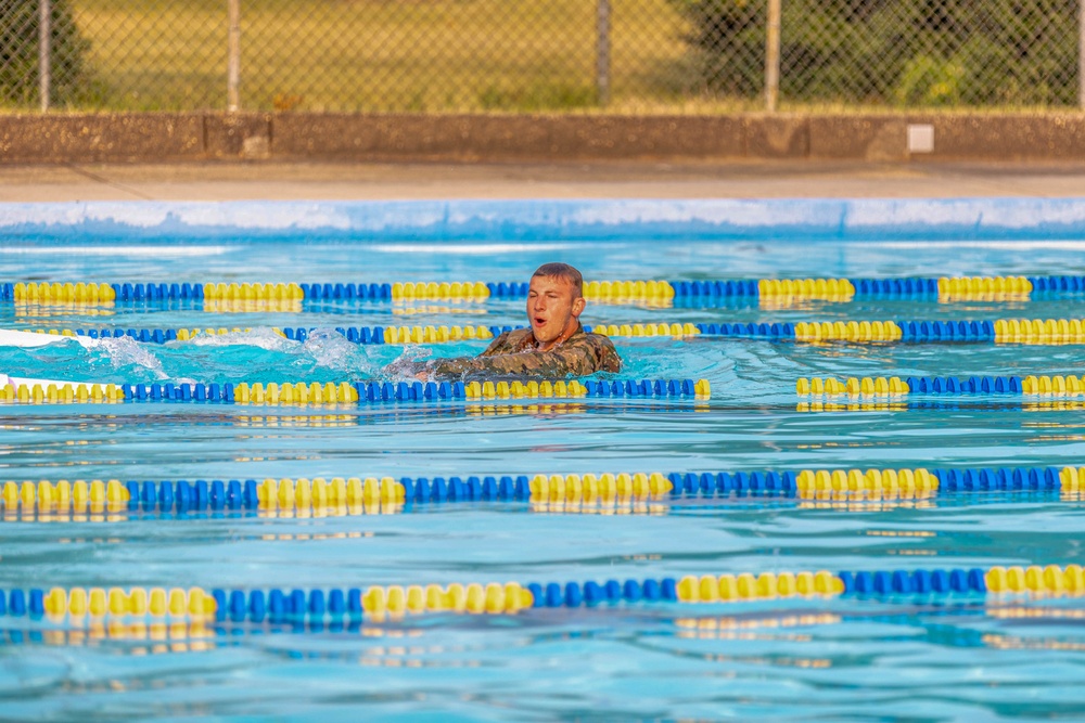 Army Reserve Sgt. Conner Williams completes swim trials