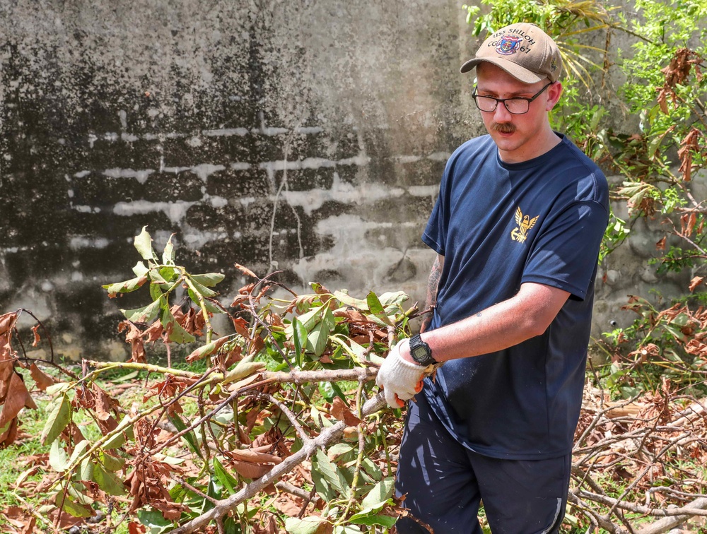 USS Shiloh Sailors Participate in Cleanup after Typhoon Mawar