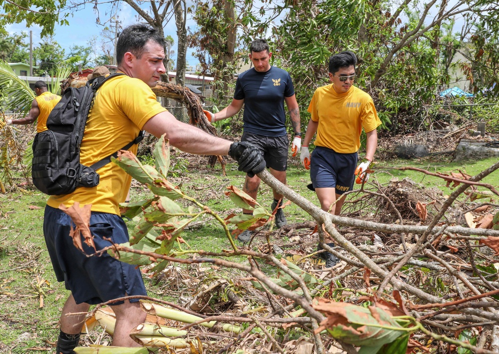 USS Shiloh Sailors Participate in Cleanup after Typhoon Mawar