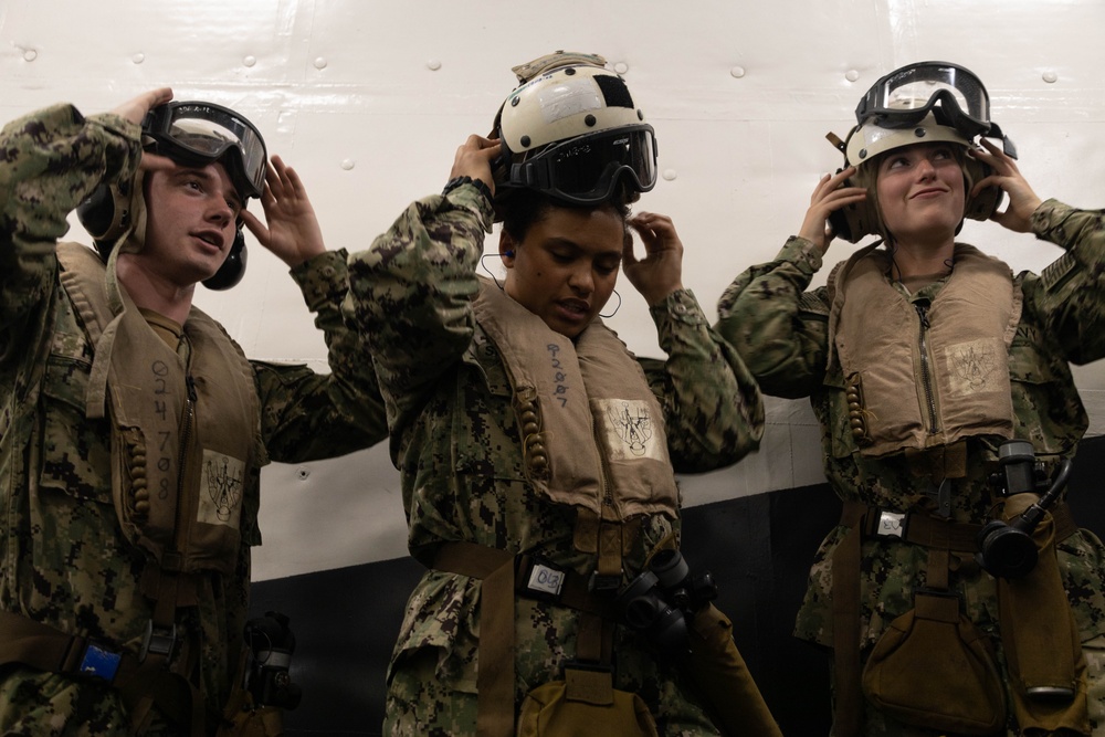 Midshipmen Aboard the USS America, MV-22B Osprey Flyover