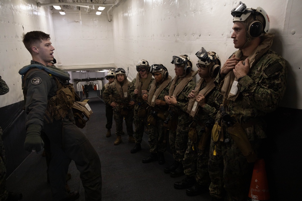 Midshipmen Aboard the USS America, MV-22B Osprey Flyover