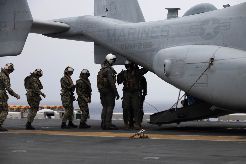 Midshipmen Aboard the USS America, MV-22B Osprey Flyover