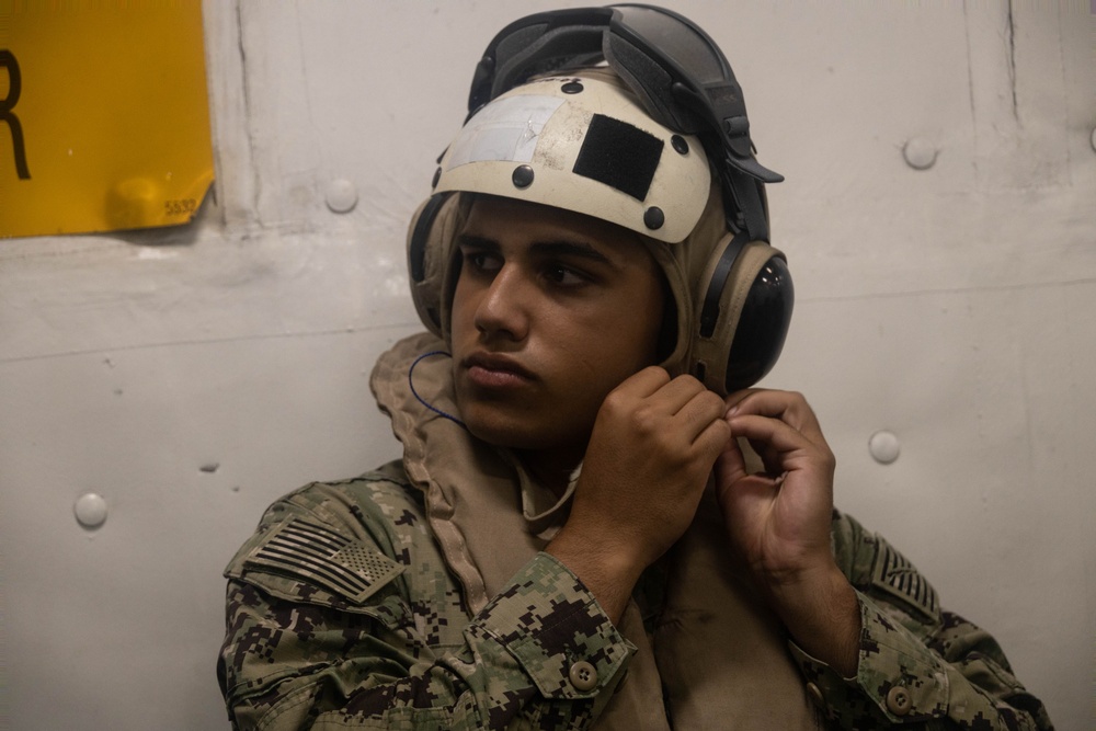 Midshipmen Aboard the USS America, MV-22B Osprey Flyover