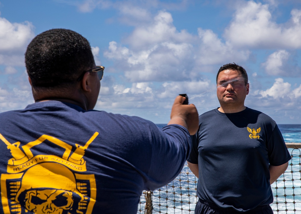 USS Rafael Peralta (DDG 115) conducts force protection training