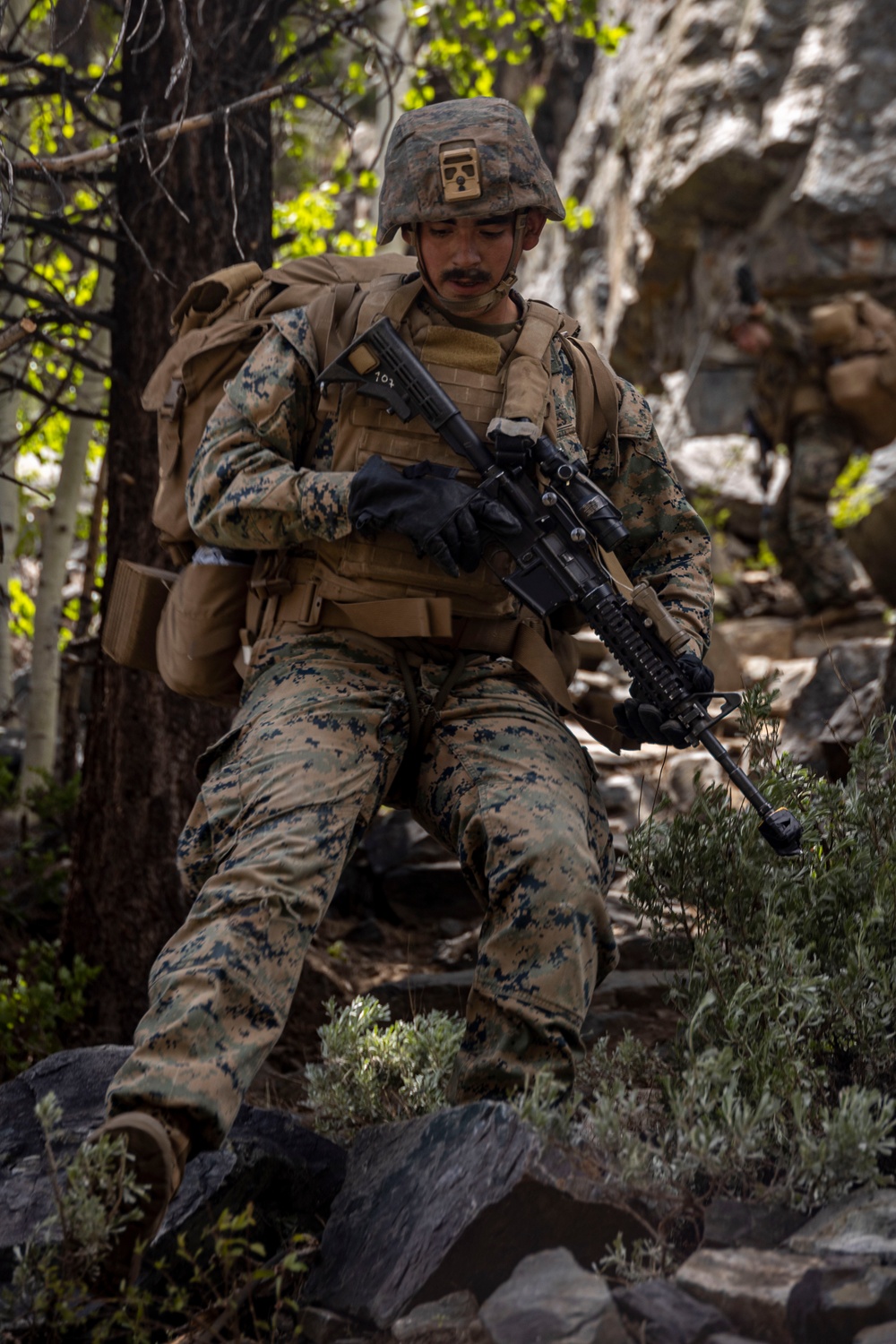 MTX 4-23: Marines with 2/23 practice fixed lane ascension and descension at Mountain Warfare Training Center
