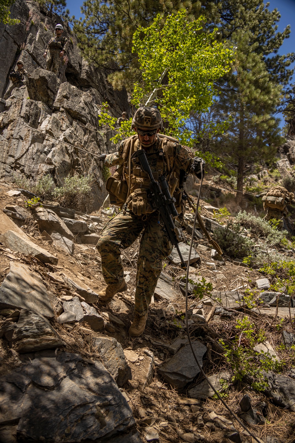 MTX 4-23: Marines with 2/23 practice fixed lane ascension and descension at Mountain Warfare Training Center