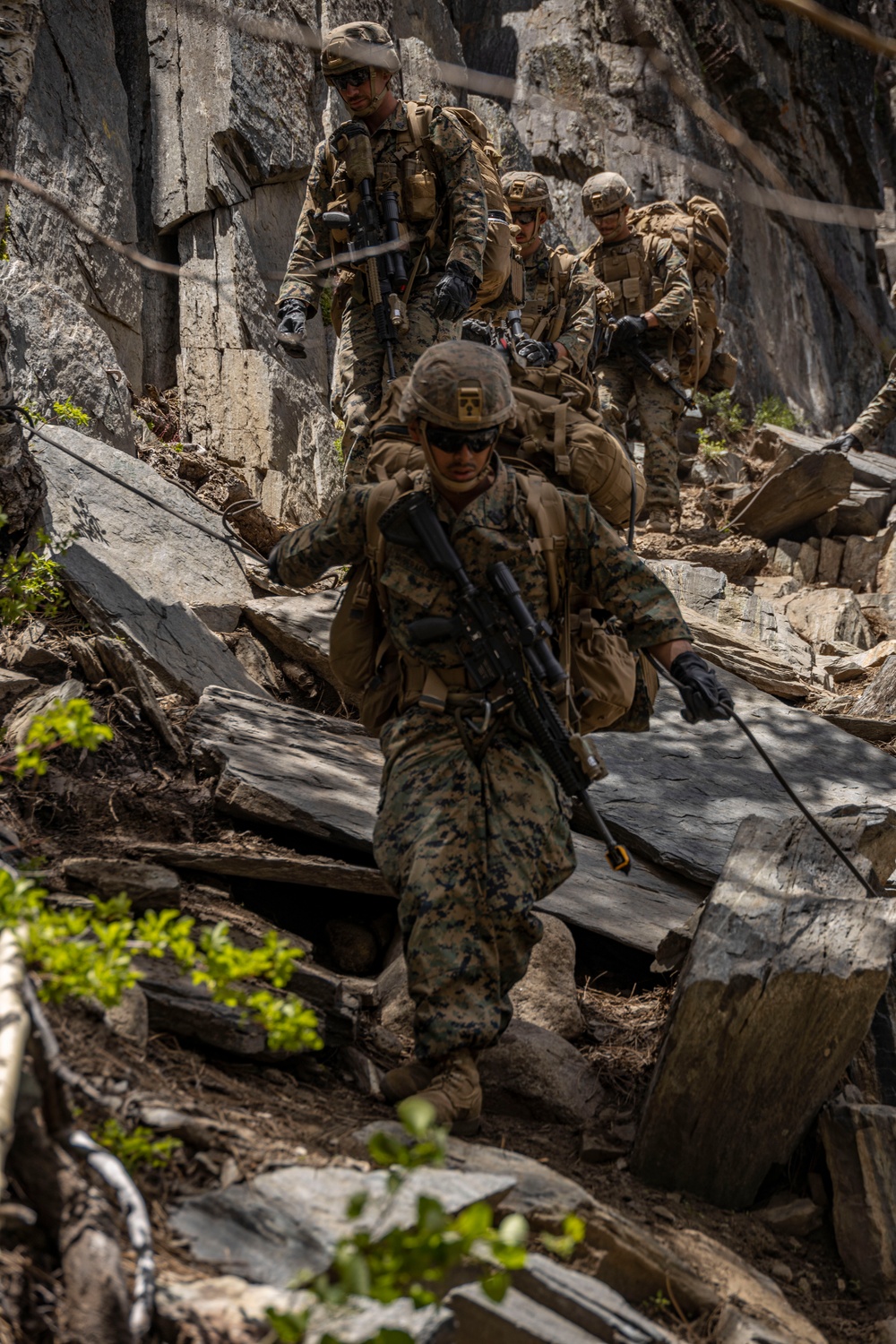 MTX 4-23: Marines with 2/23 practice fixed lane ascension and descension at Mountain Warfare Training Center