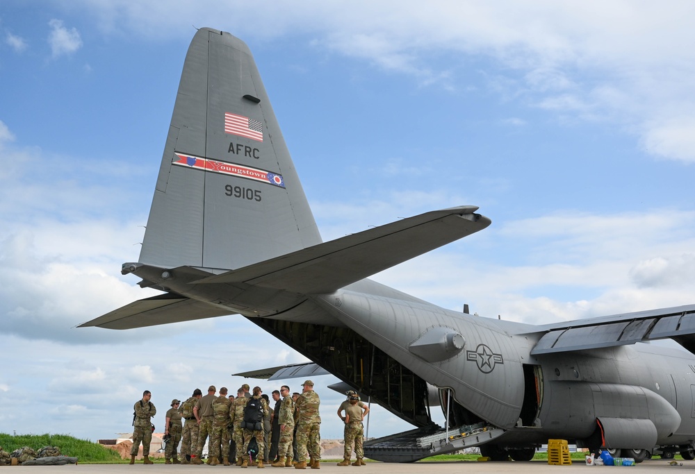 824th Base Defense Squadron C-130 drop during Exercise AGILE BLIZZARD UNIFIED VISION