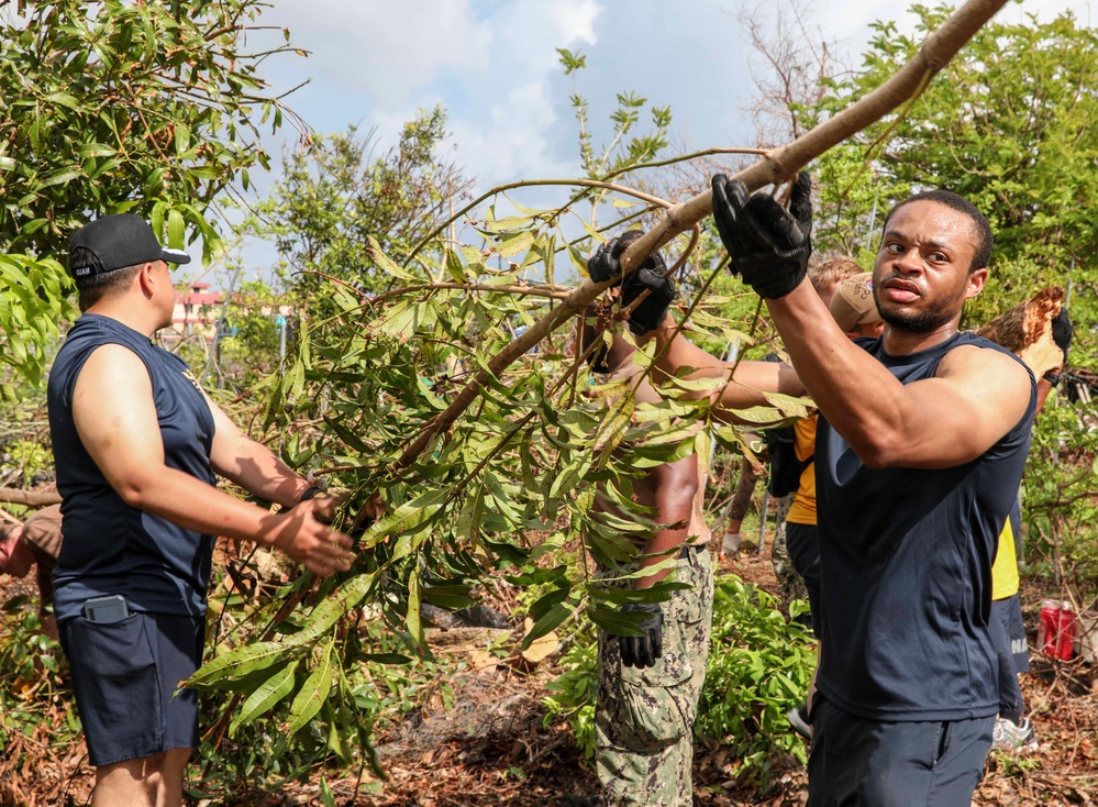 USS Shiloh Sailors Participate in Cleanup after Typhoon Mawar