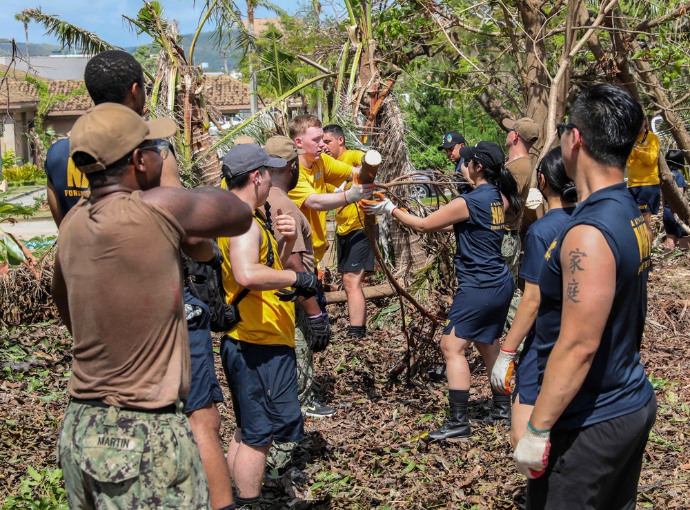 USS Shiloh Sailors Participate in Cleanup after Typhoon Mawar