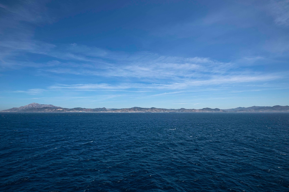 The Gerald R. Ford Carrier Strike Group Passes Through the Strait of Gibraltar