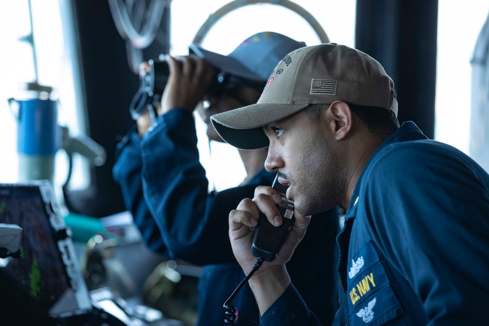 The Gerald R. Ford Carrier Strike Group Passes Through the Strait of Gibraltar