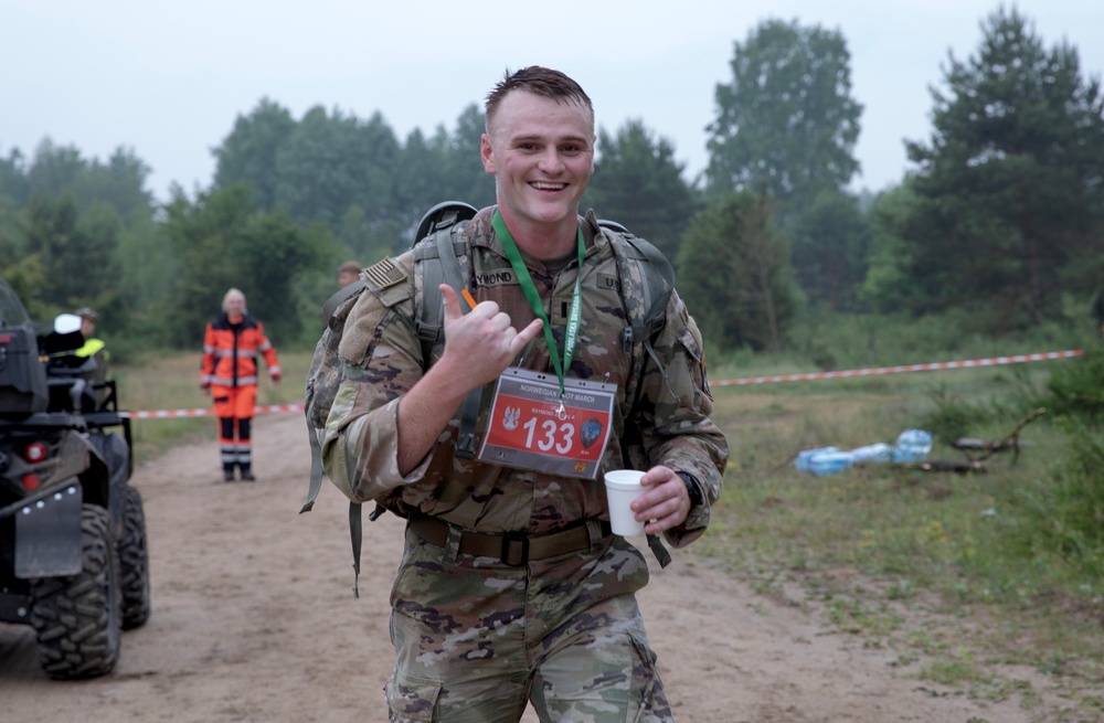 1st Cavalry Division and NATO troops participate in the Norwegian Foot March in Giełczyn, Poland