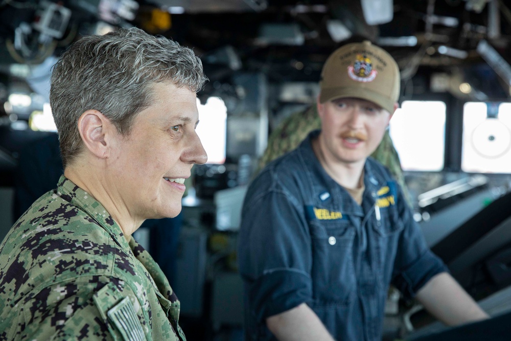 Carrier Strike Group 12 Commander Erik Eslich Visits USS Normandy