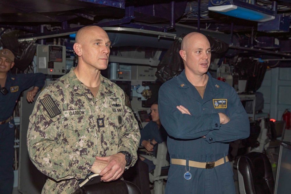 Carrier Strike Group 12 Commander Erik Eslich Visits USS Normandy