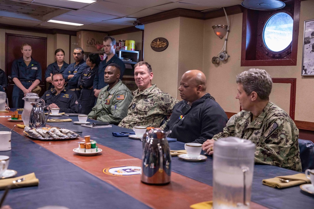 Carrier Strike Group 12 Commander Erik Eslich Visits USS Normandy